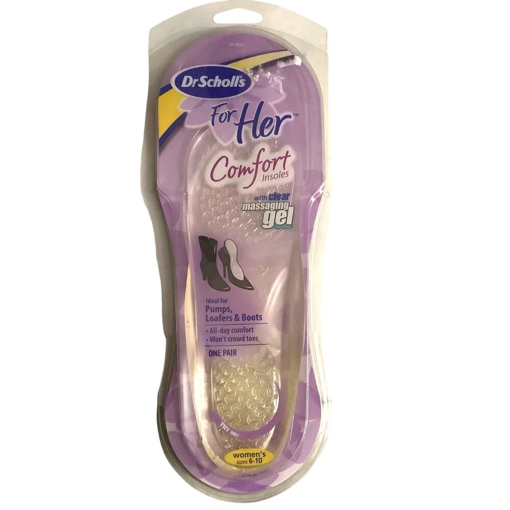 Dr. Scholls For Her Comfort Insoles Clear Massaging Gel for Shoes Women Sz 6-10